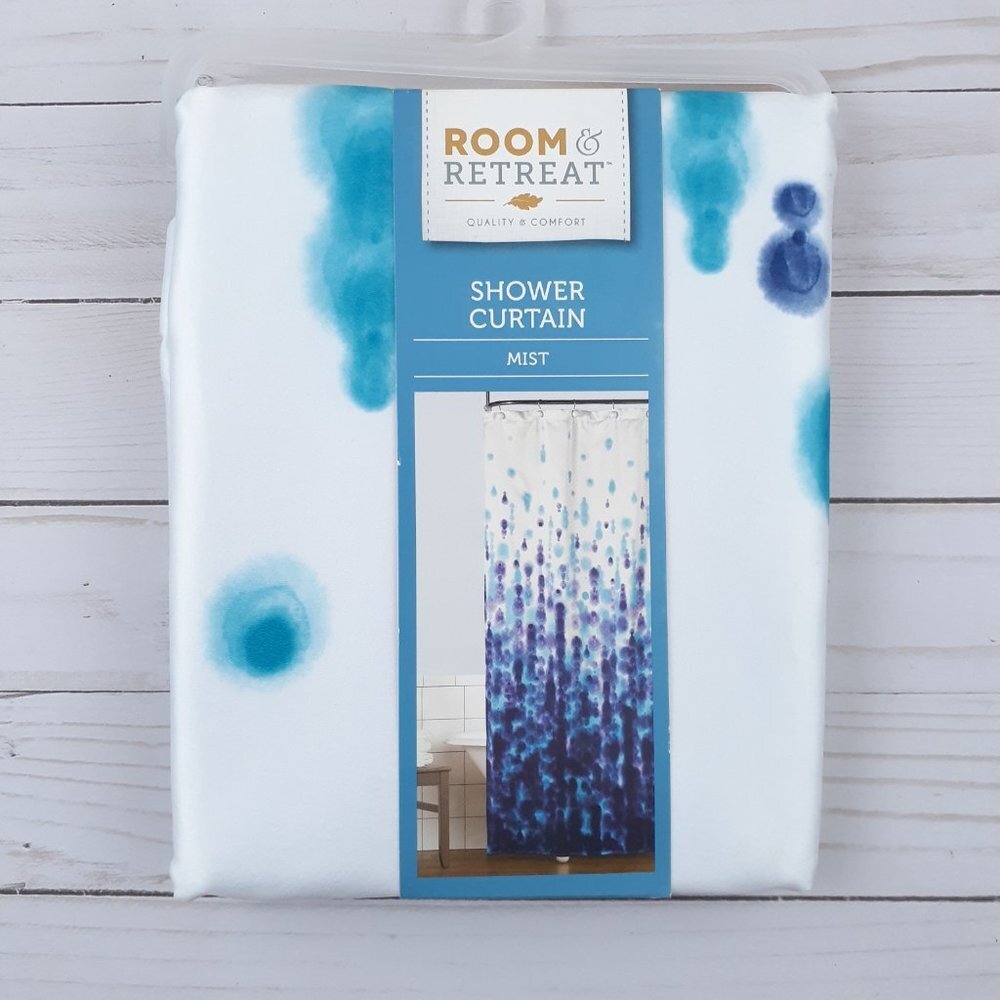 Room & Retreat Fabric Shower Curtain 70x72 Blue Mist